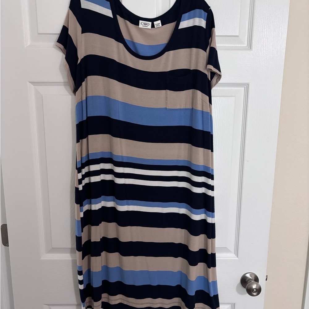 Cato Striped Blue and Tan Dress